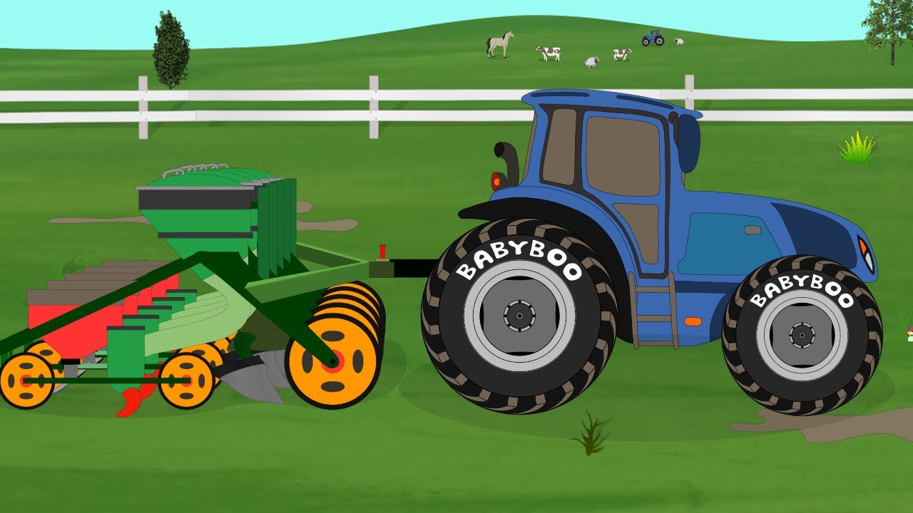 Видео про трактор для детей. Трактор мультяшный. Большой трактор для детей.